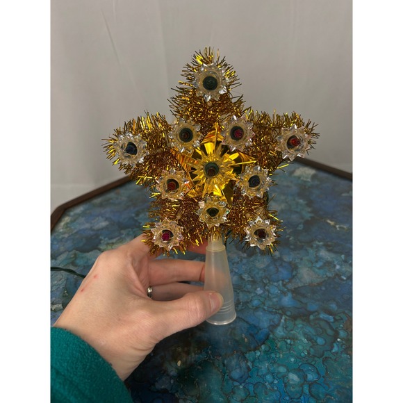 Vintage 11 Lite Lighted Star Christmas Tree Topper Boxed Taiwan Multicolor - Picture 4 of 7